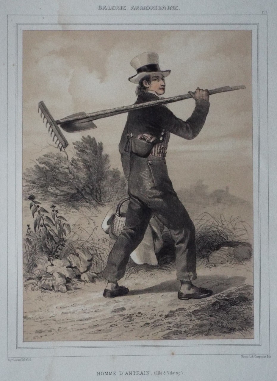 Lithograph - Galerie Armoricaine. Homme d'Antrain, (Ille et Vilaine) - Lalaise