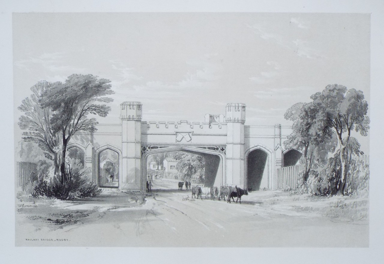 Lithograph - Railway Bridge - Rugby. - Bourne