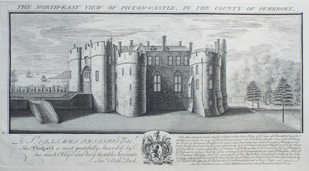 Print - The North-East View of Picton Castle, in the County of Pembroke. - Buck