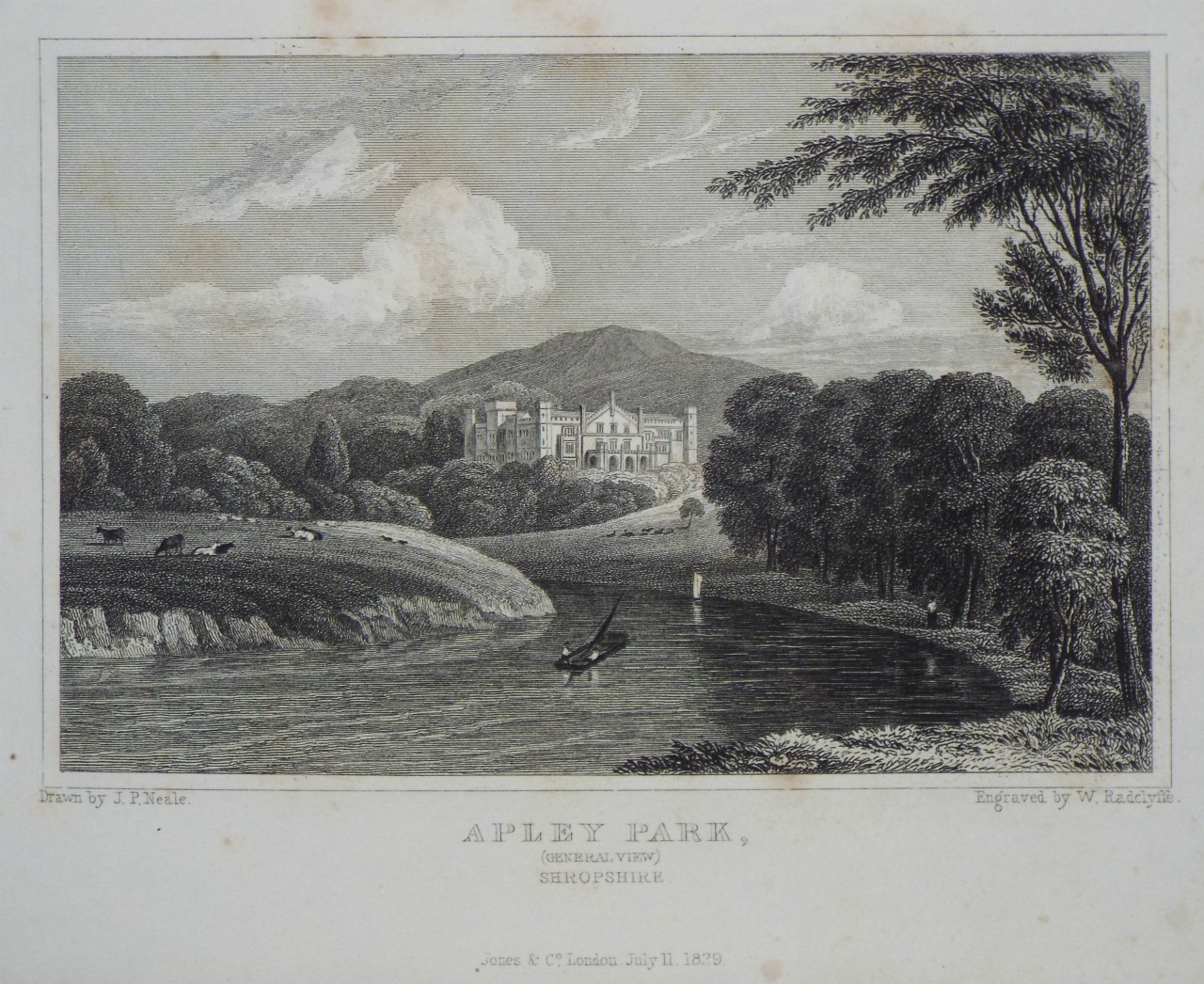 Print - Apley Park, (General View) Shropshire. - Radclyffe