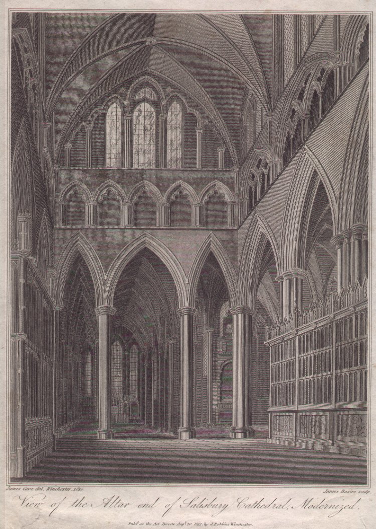 Print - View of the Altar end of Salisbury Cathedral Modernized - Basire