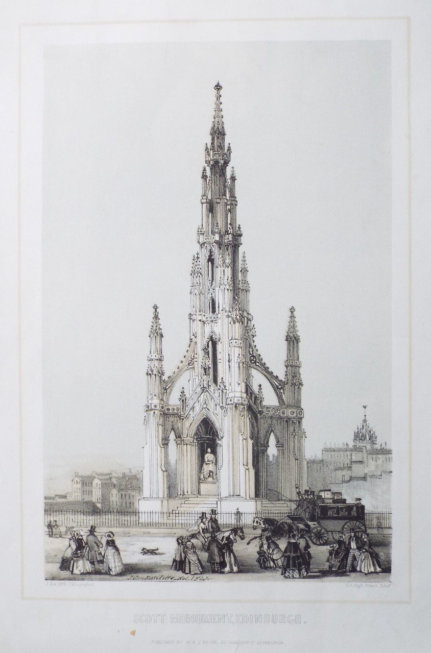 Lithograph - Scott Monument, Edinburgh. - Sutcliffe