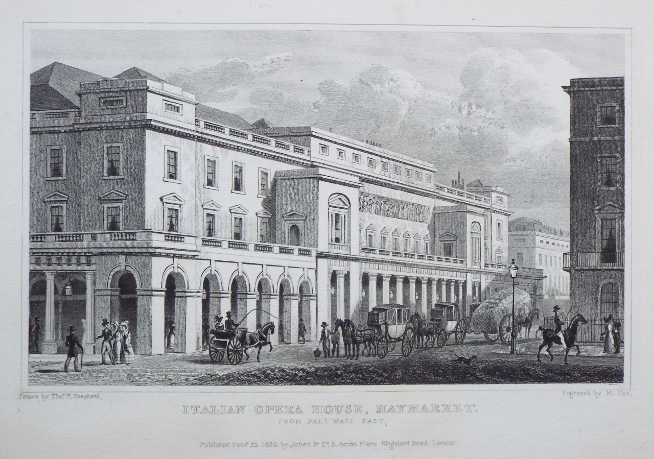 Print - Italian Opera House, Haymarket. From Pall Mall East. - Fox