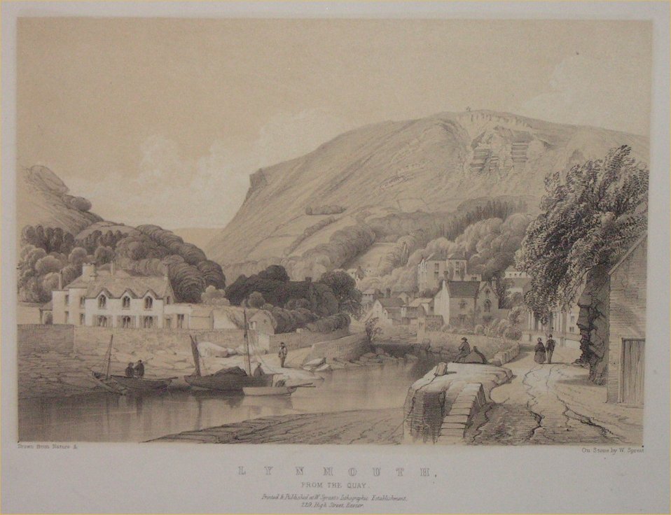 Lithograph - Lynmouth, from the Quay - Spreat