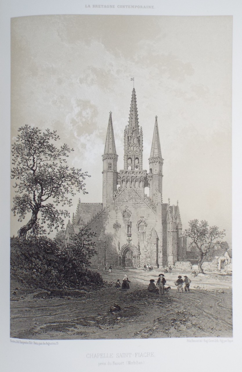 Lithograph - Chapelle Saint-Fiacre, pres du Faouet. (Morbihan) - Ciceri