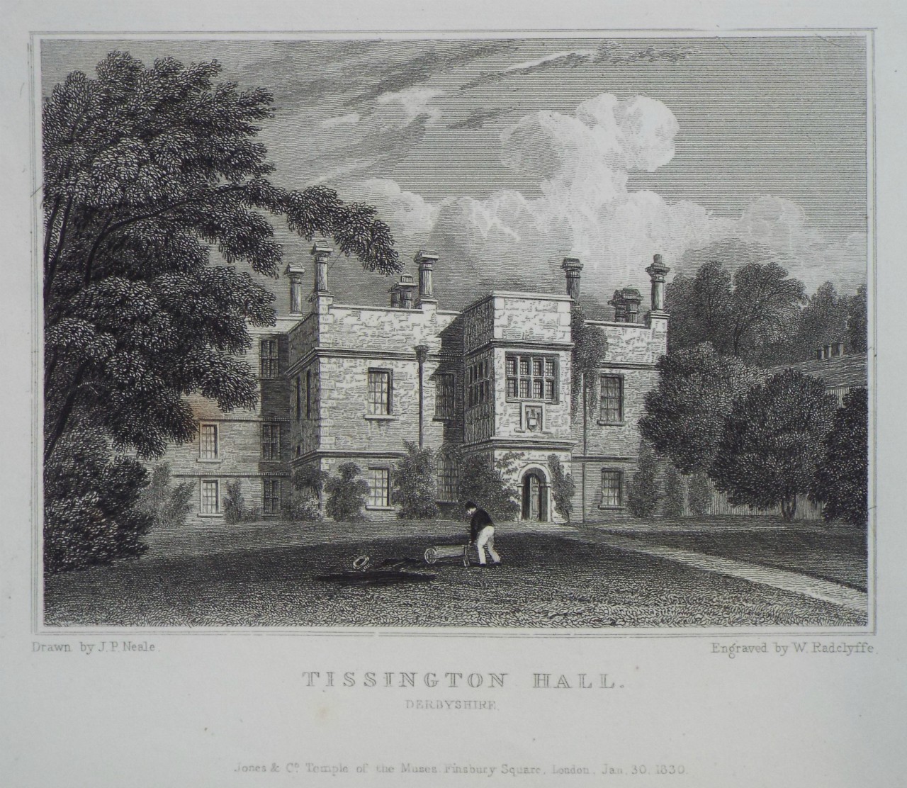 Print - Tissington Hall, Derbyshire. - Radclyffe