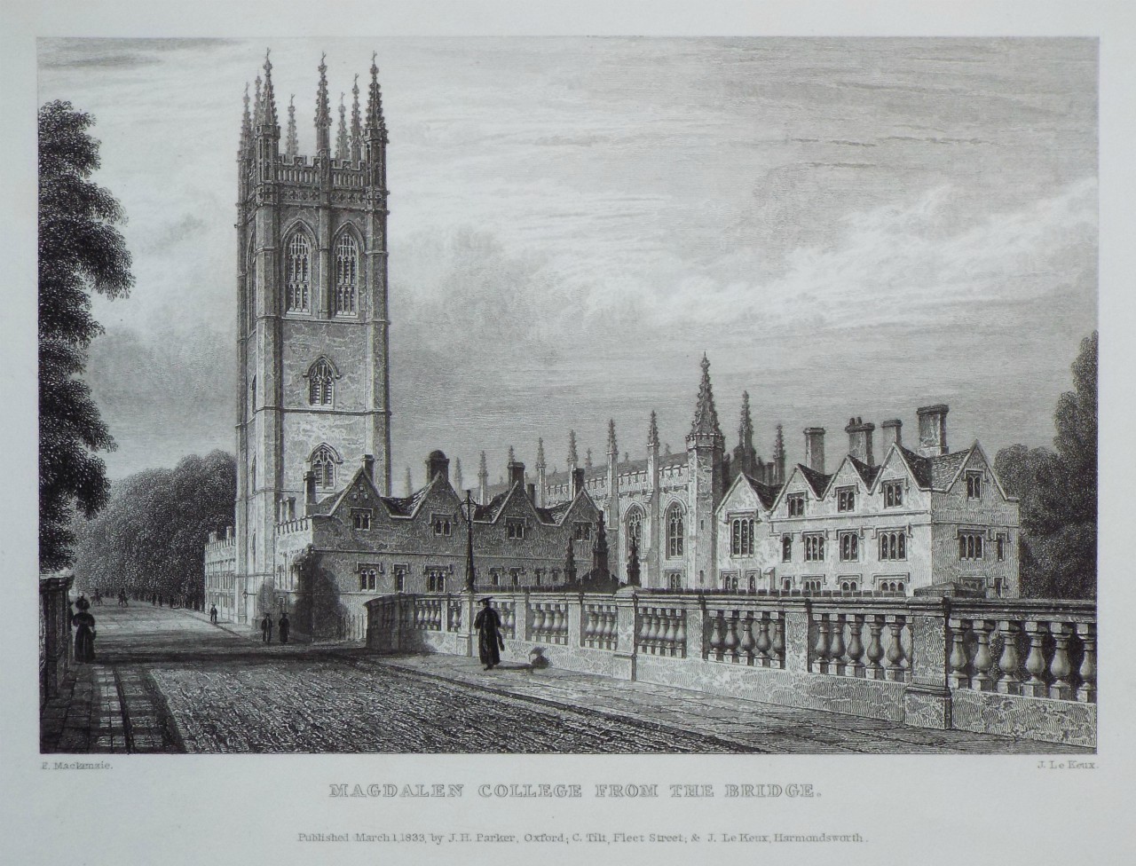 Print - Magdalen College from the Bridge. - Le