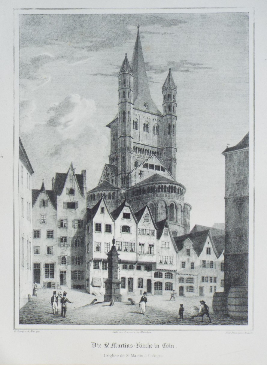 Lithograph - Die St. Martins Kirche in Coln.
L'eglise de St. Martin a Cologne. - 