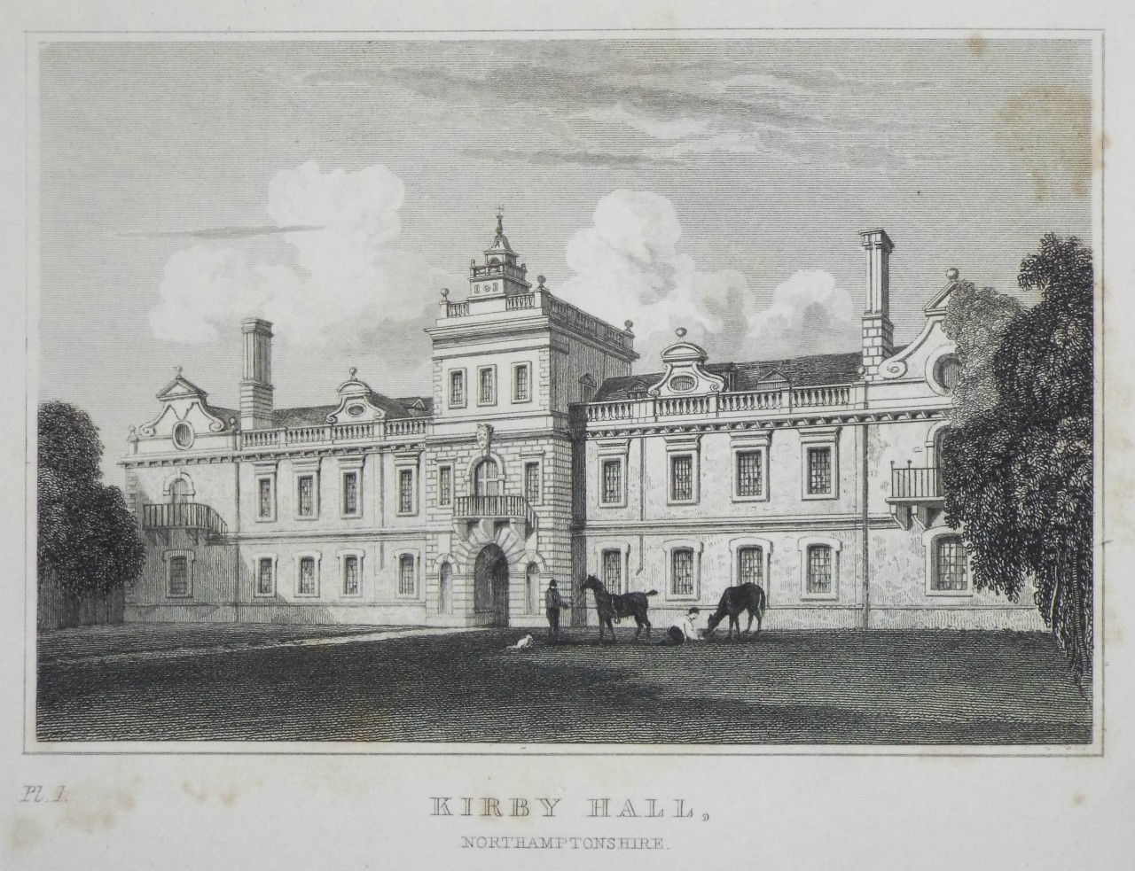 Print - Kirby Hall, Northamptonshire. Pl.1. - Wallis