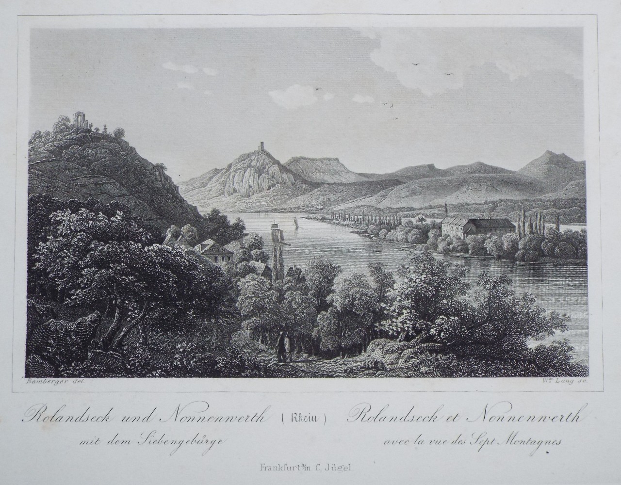 Print - Rolandseck und Nonnenwerth mit dem Siebengeburge (Rhein) Rolandseck et Nonnenwerth avec la vue des Sept Montagnes - Lang