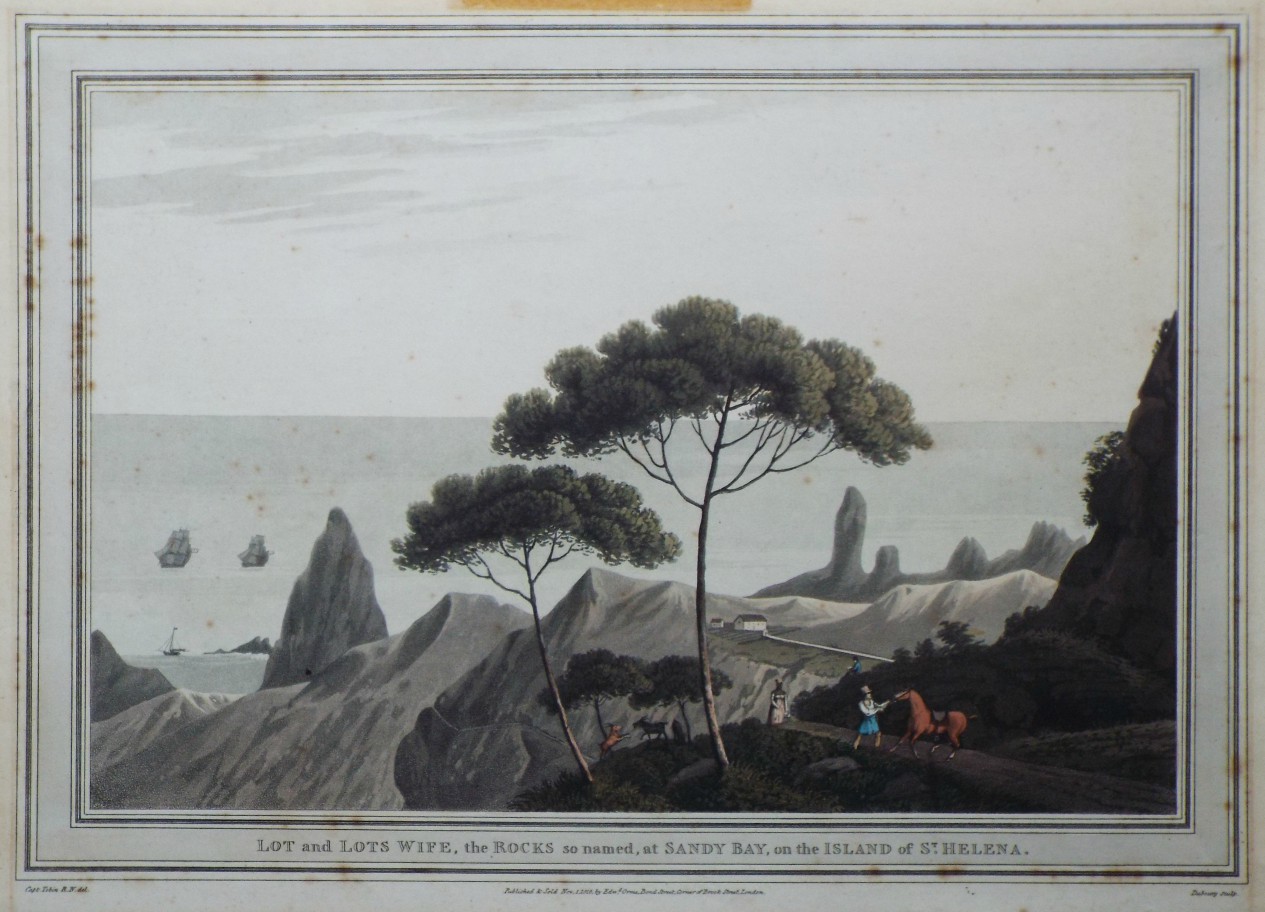Aquatint - Lot and Lots Wife, the Rocks so named, at Sandy Bay, on the Island of St. Helena. - 