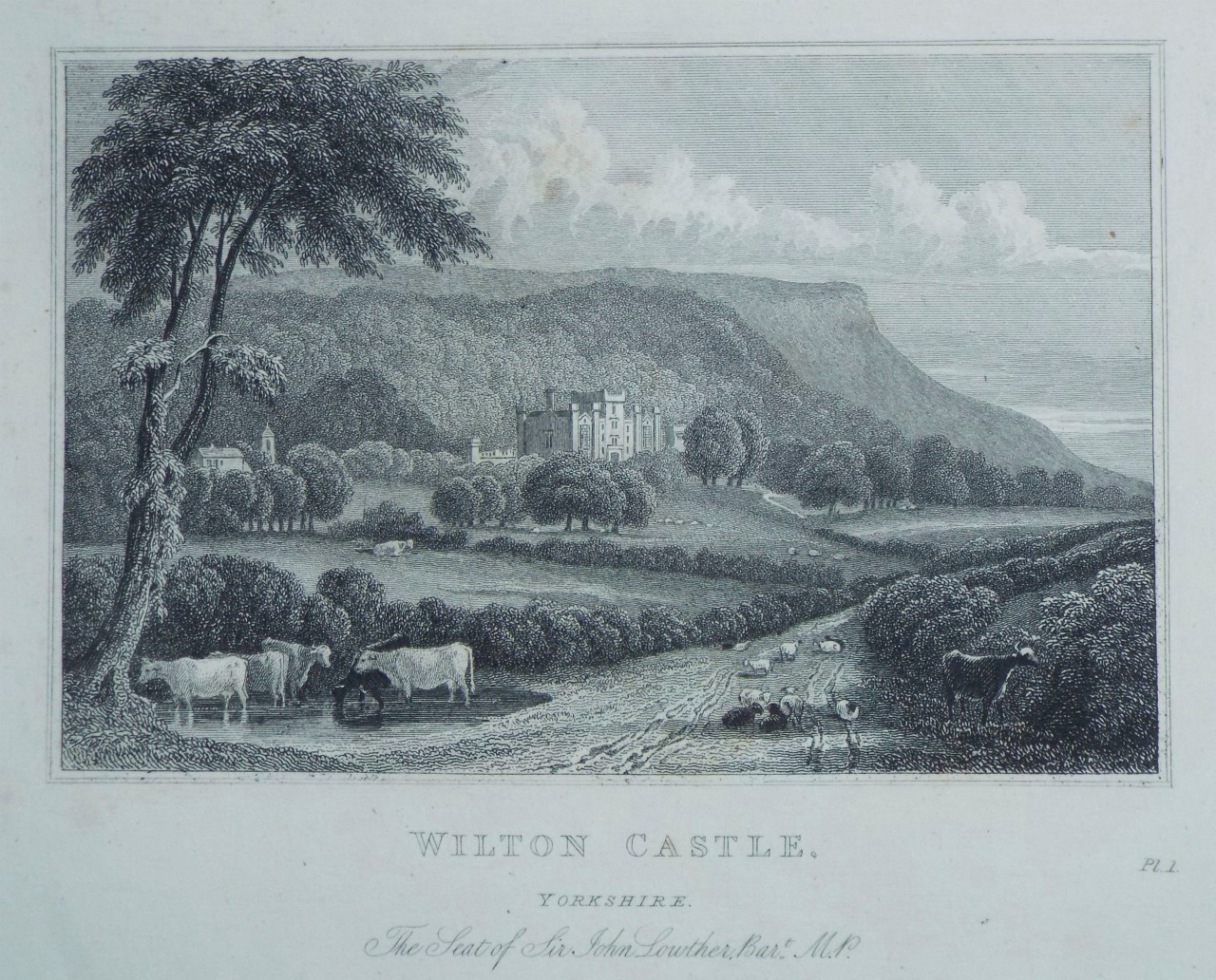 Print - Wilton Castle, Yorkshire. The Seat of Sir John Lowther, Bart. M.P. - Varrall
