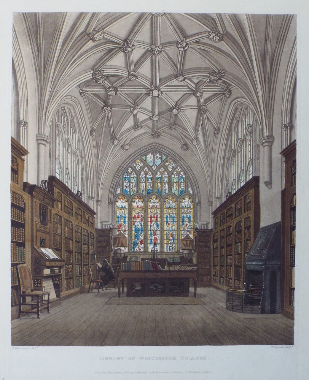 Aquatint - Winchester College Library - Bennett