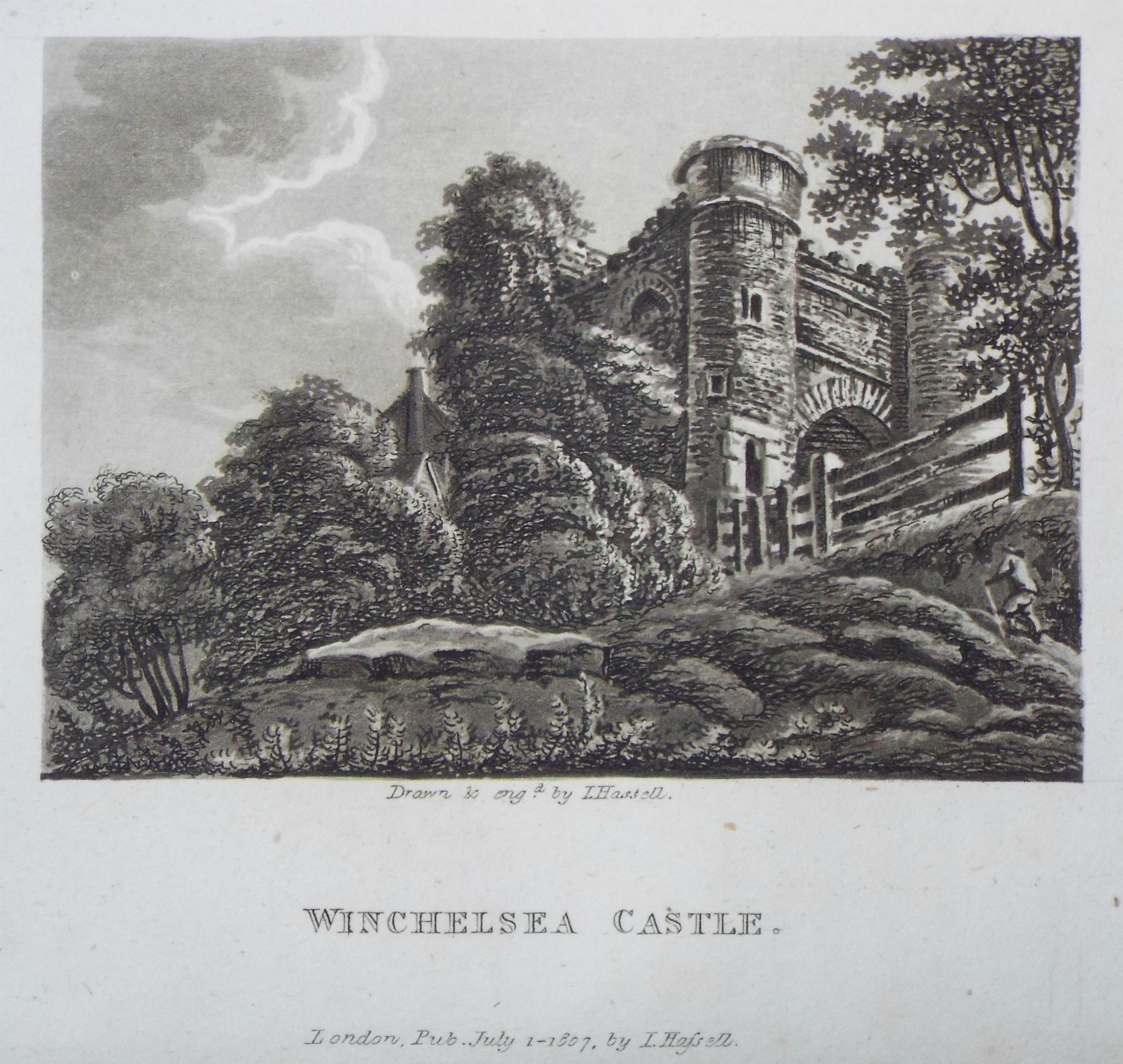 Aquatint - Winchelsea Castle. - Hassell