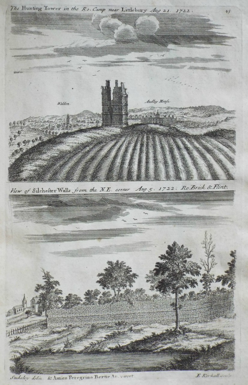 Print - The Hunting Tower in the Ro. Camp near Littlebury
View of Silchester Walls from the N.E. corner Aug. 5. 1722. Ro. Brick & Flint. - Kirkall