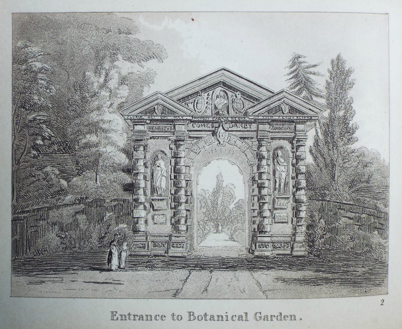 Aquatint - Entrance to Botanical Garden.