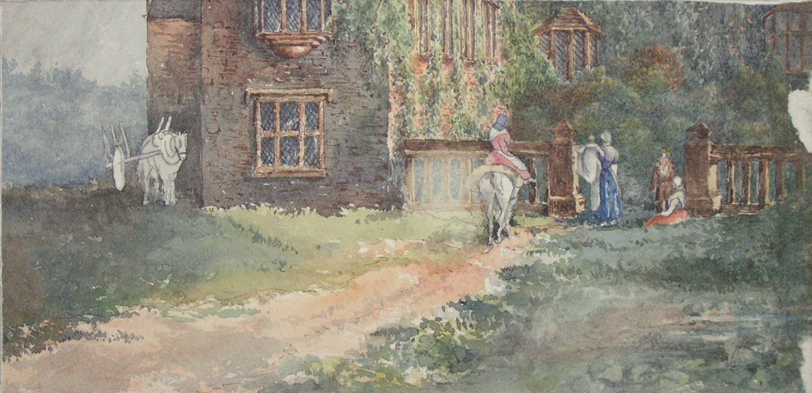 Watercolour - Scene outside an old house