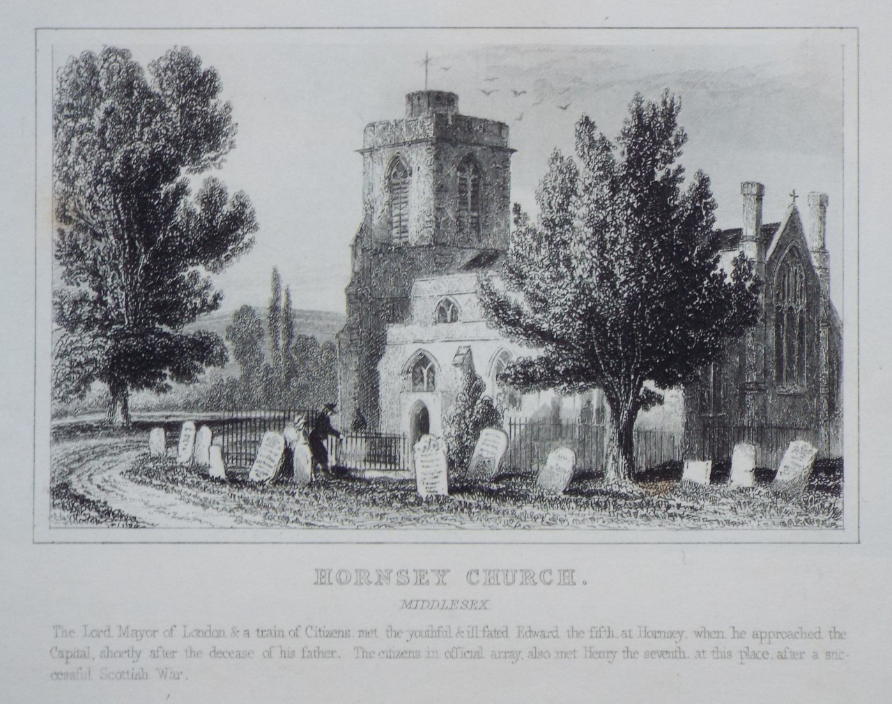 Print - Hornsey Church. Middlesex.