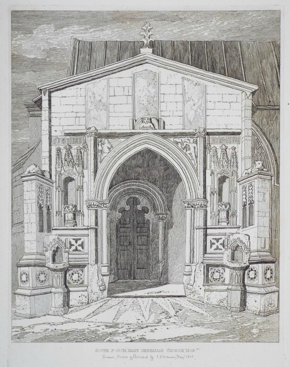 Chromo-lithograph - South Porch East Dereham Church Nork. - Cotman