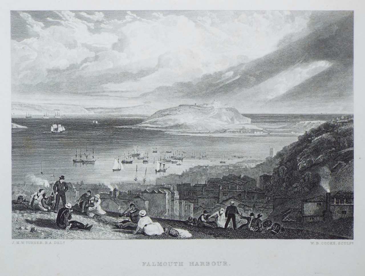 Print - Falmouth Harbour. - Cooke