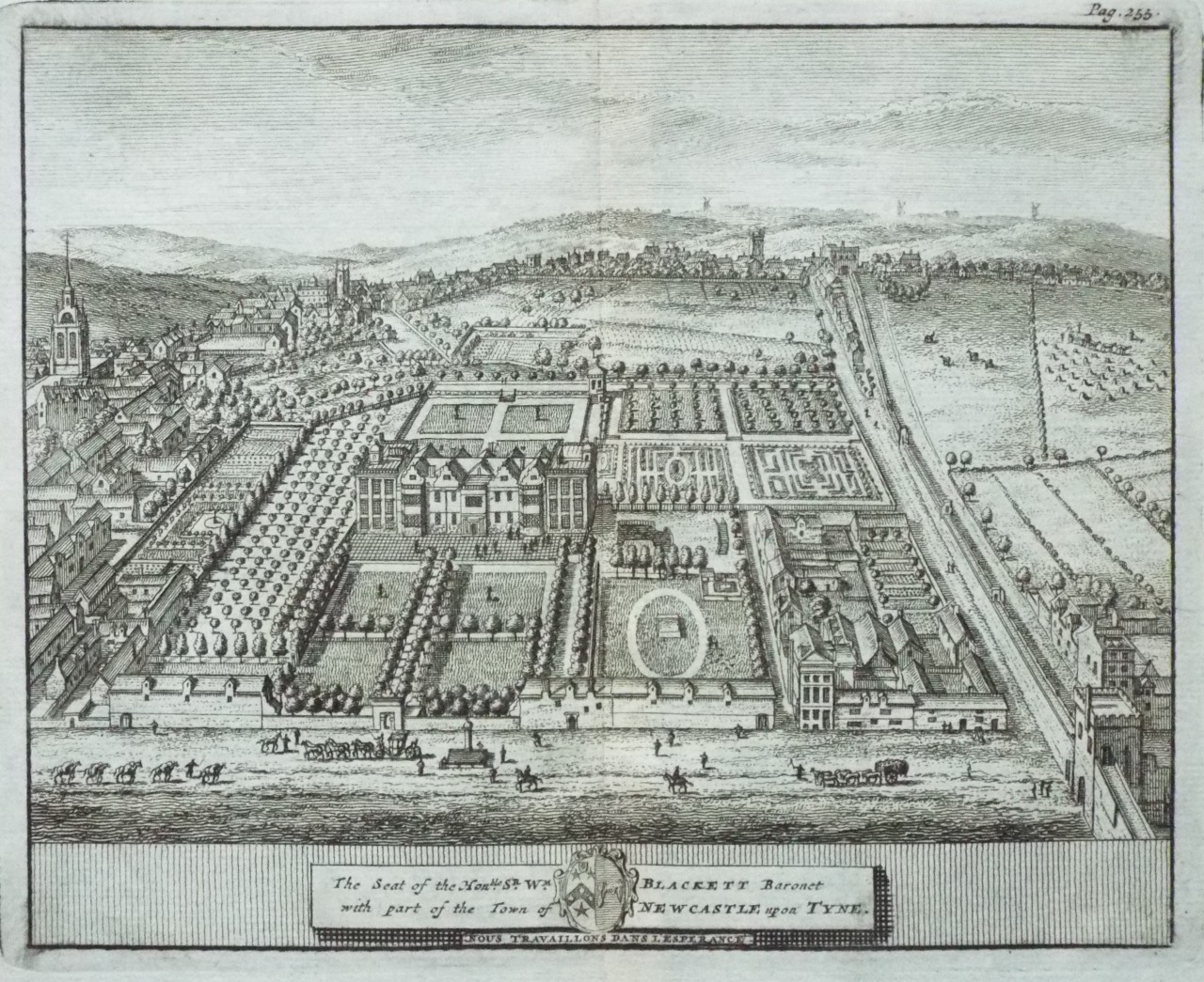 Print - The Seat of the Honble. Wm. Blackett Baronet with part of the town of Nexcastle upon Tyne.