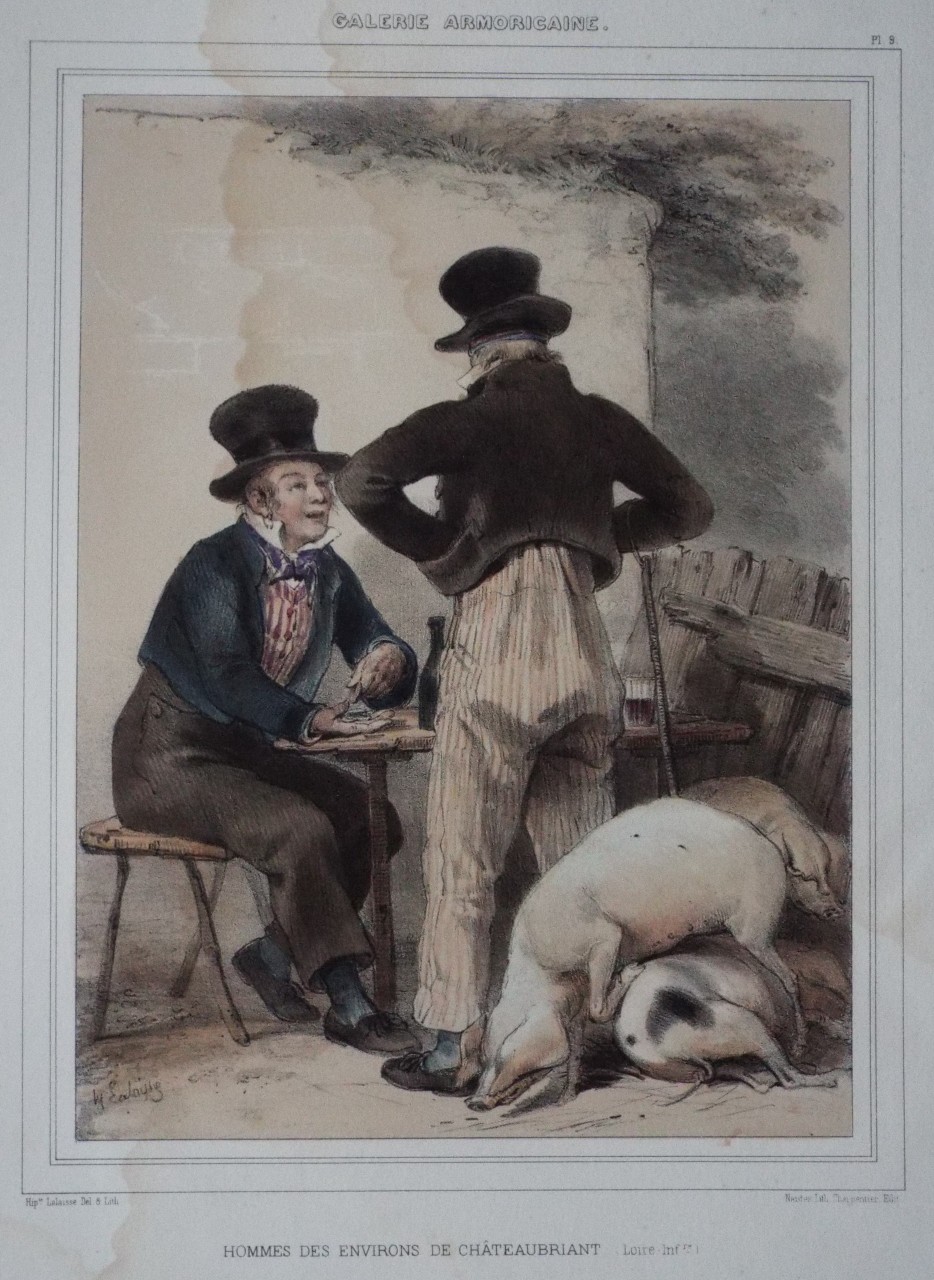 Lithograph - Galerie Armoricaine. Hommes des Environs de Chateaubriant. (Loire Infre.) - Lalaise