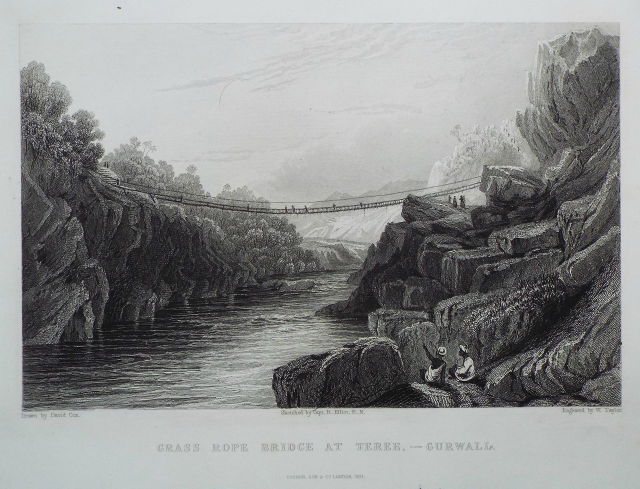 Print - Grass Rope Bridge at Teree - Gurwall. - Taylor