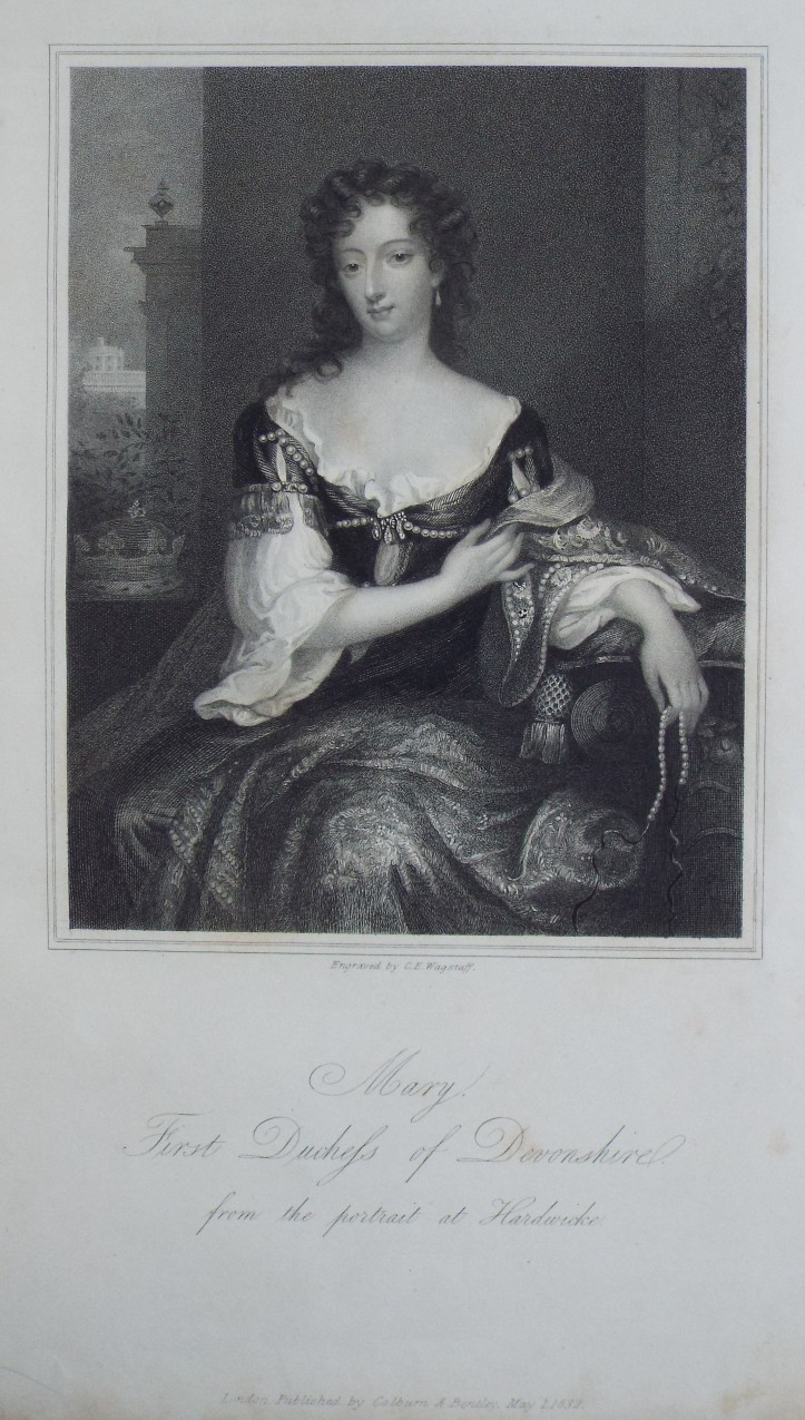Stipple - Mary First Duchess of Devonshire from the Portrait at Hardwicke. - Wagstaff