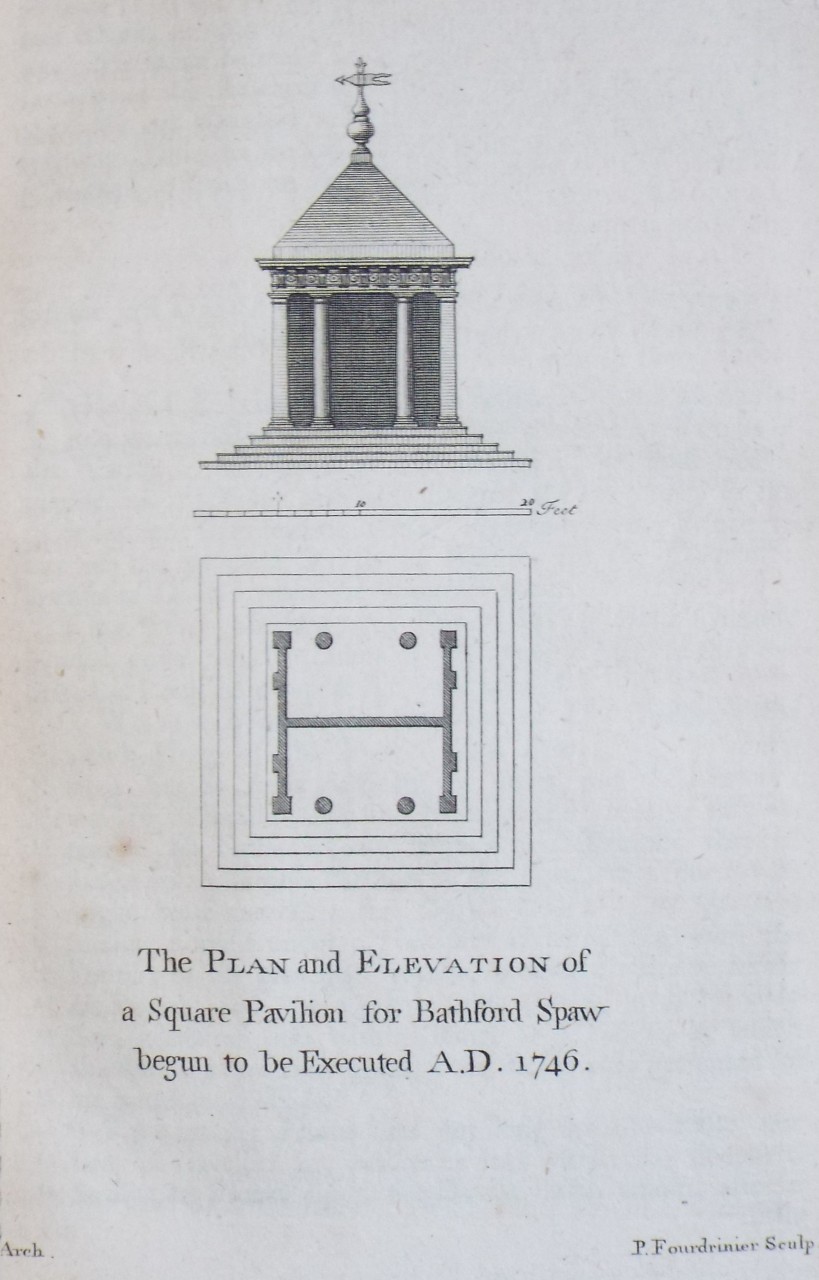 Print - The Plan and Elevation of a Square Pavilion for Bathford Spaw begun to be Executed A.D. 1746. - Fourdrinier