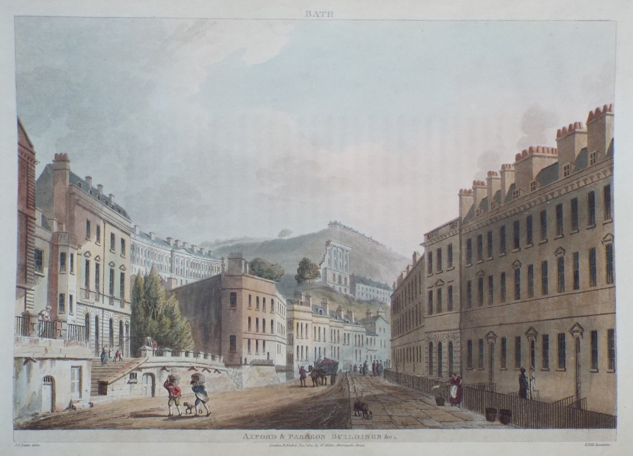 Aquatint - Bath. Axford & Paragon Buildings &c. - Hill