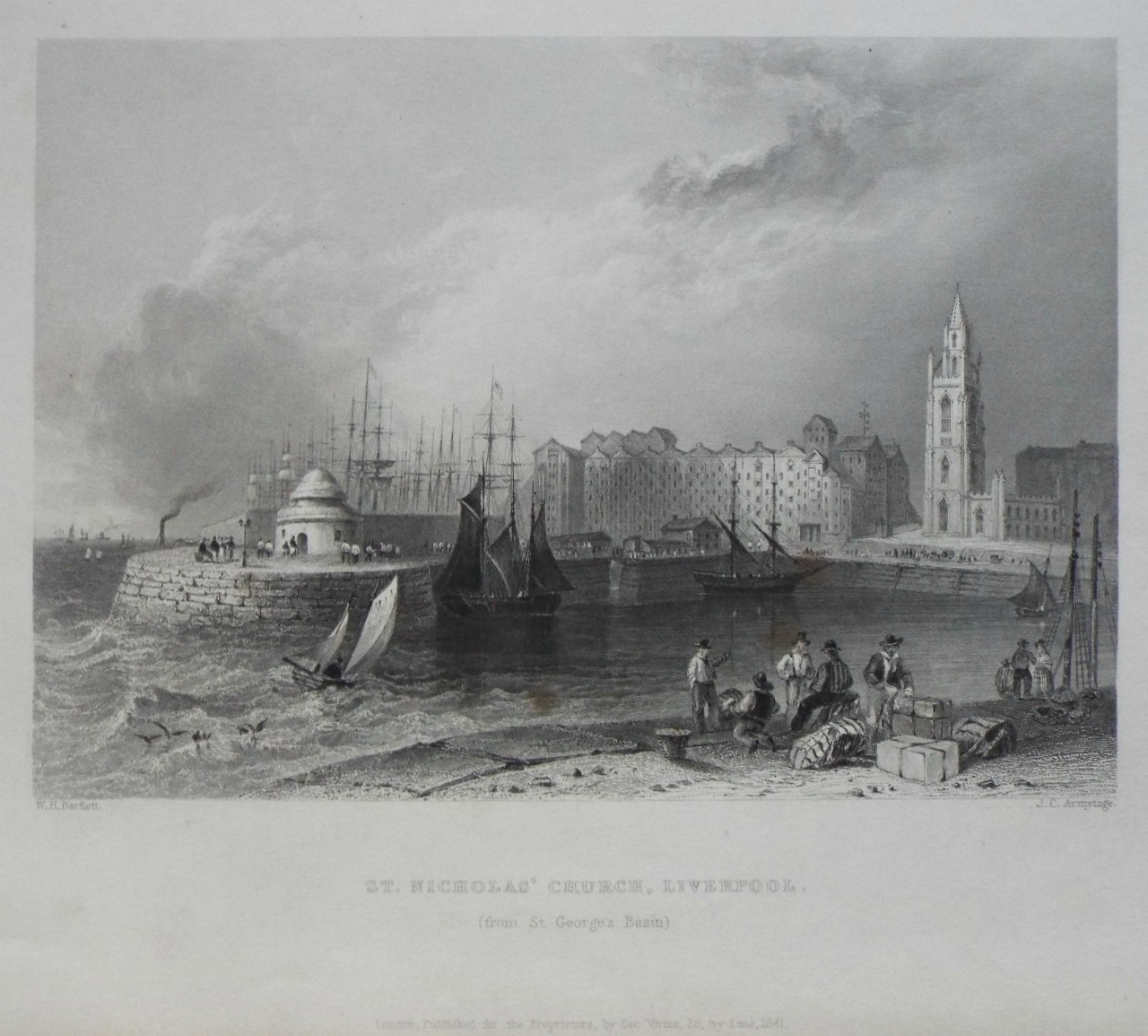 Print - St. Nicholas' Church, Liverpool. (from St. George's Basin) - Armytage