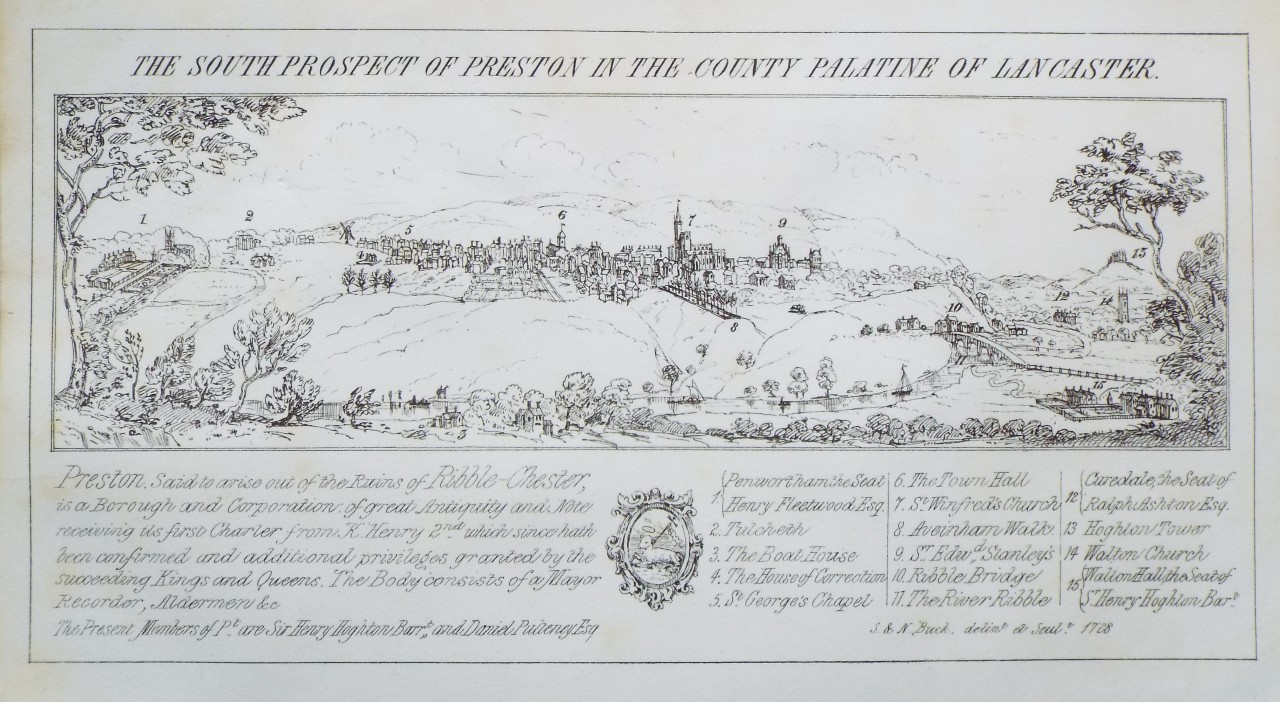 Steel Vignette - The South Prospect of Preston in the County of Lancaster.