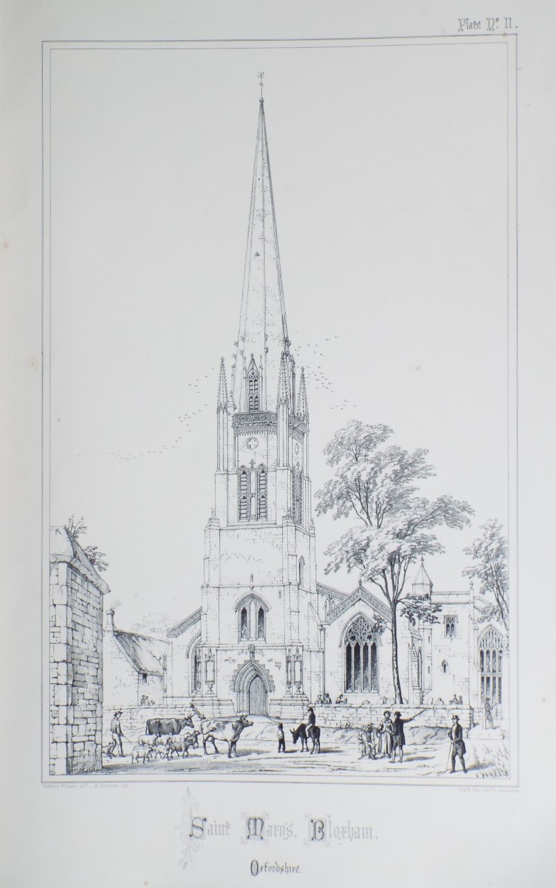 Lithograph - Saint Mary's, Bloxham, Oxfordshire. - Newman