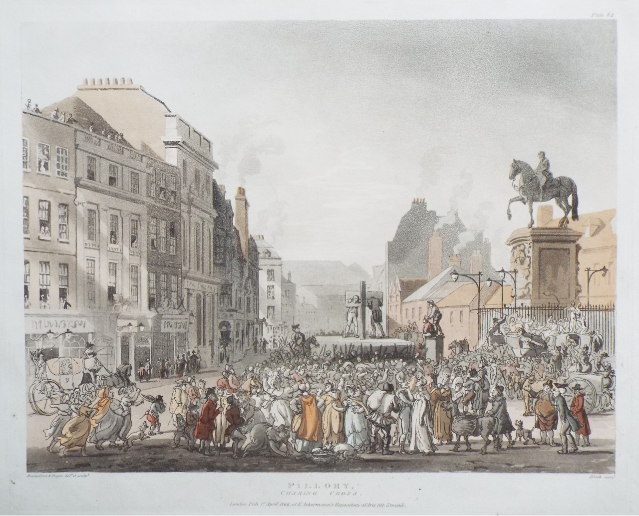 Aquatint - Pillory, Charing Cross. - 