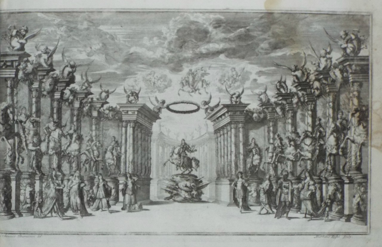 Etching - Stage Design from Il Pomo d'Oro - Theatre of Austrian Glory - Kusel