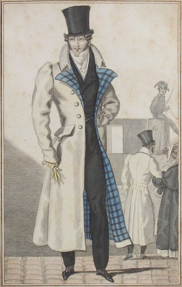 Print - Untitled. Regency beau with top hat & long coat