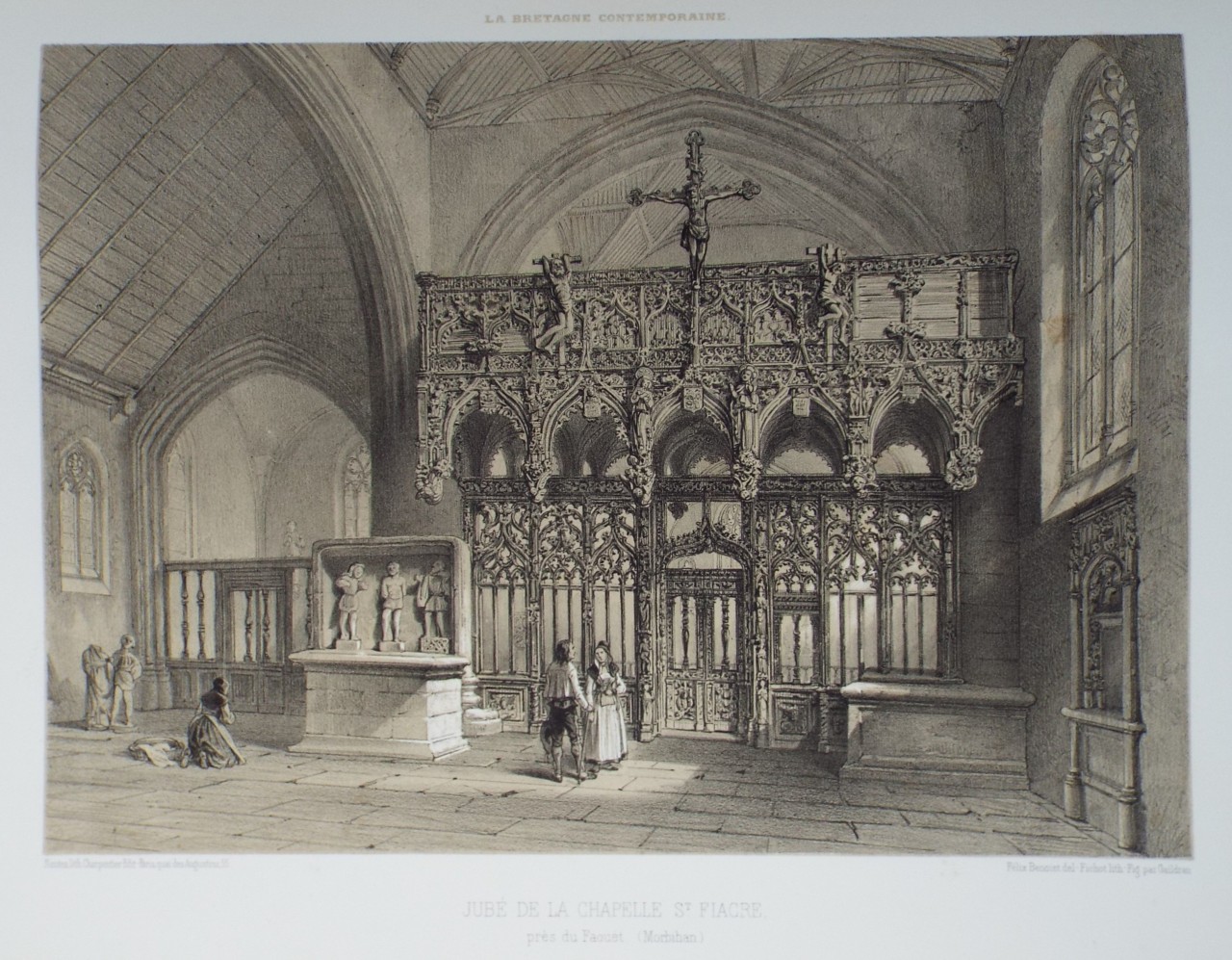 Lithograph - Jube de la Chapelle de St. Fiacre, pres de Faouet. (Morbihan) - 