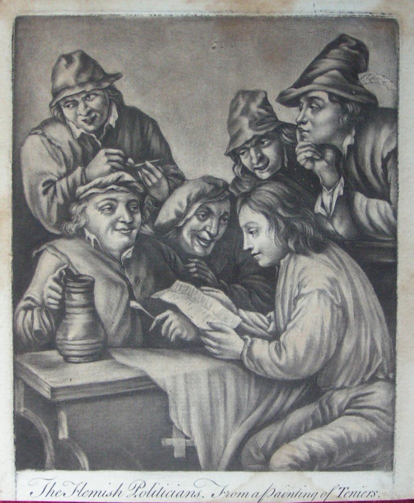Mezzotint - The Flemish Politicians from a painting of Teniers