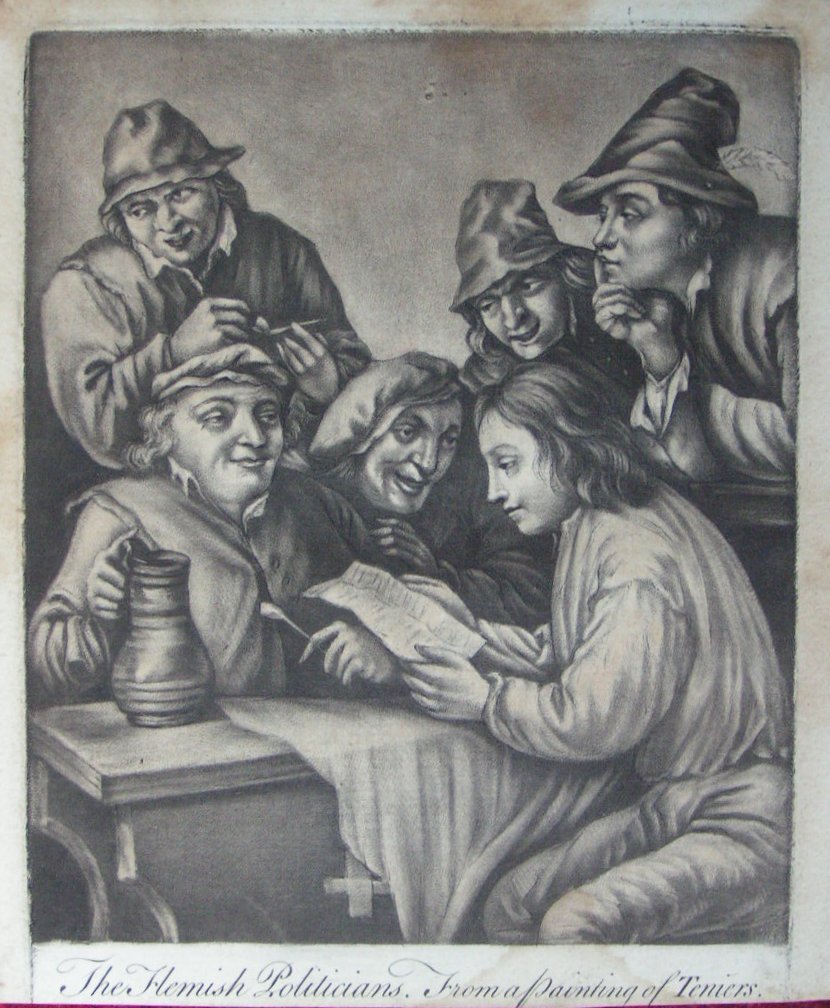 Mezzotint - The Flemish Politicians from a painting of Teniers