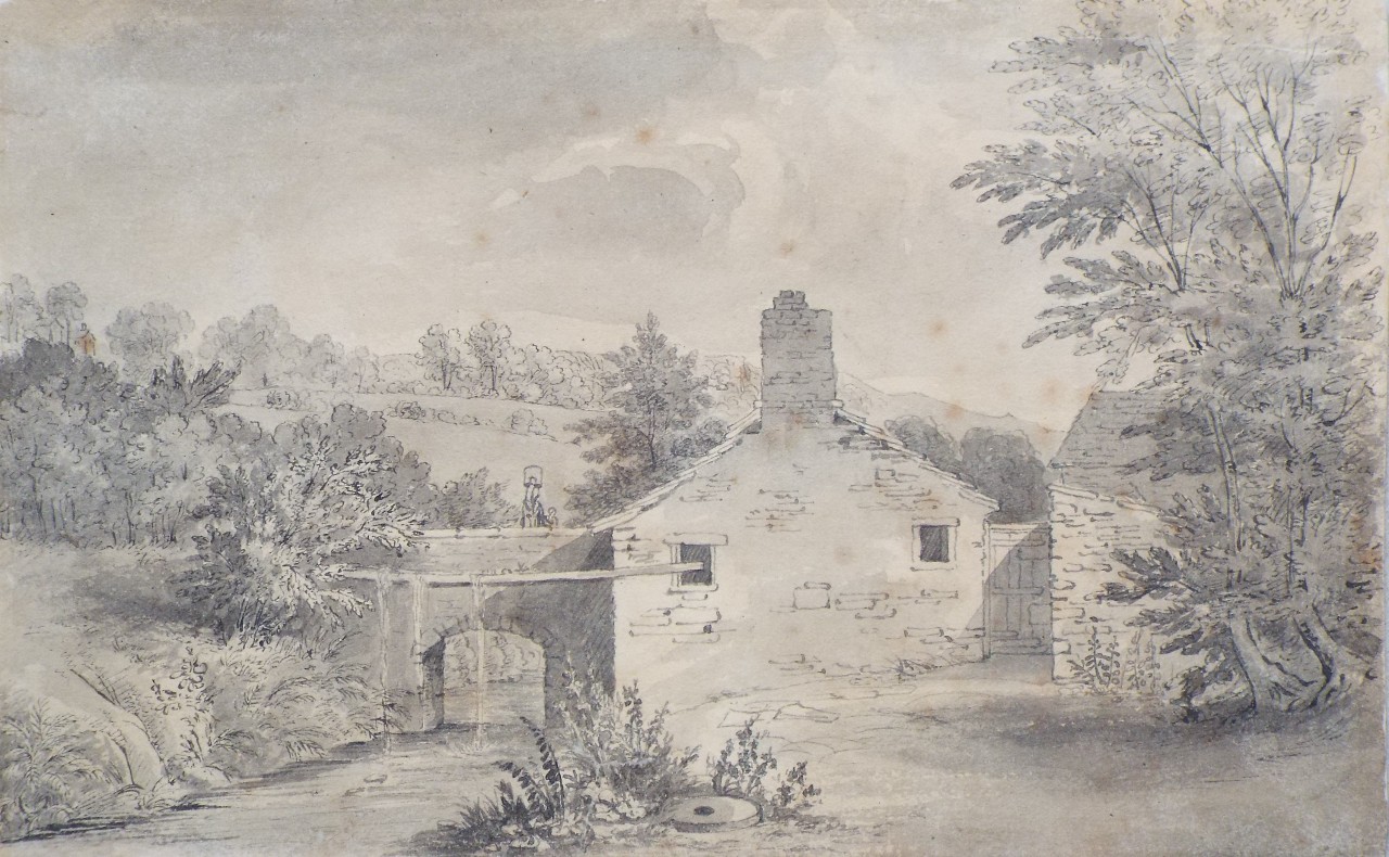 Ink & grey wash watercolour - Mill near Halifax