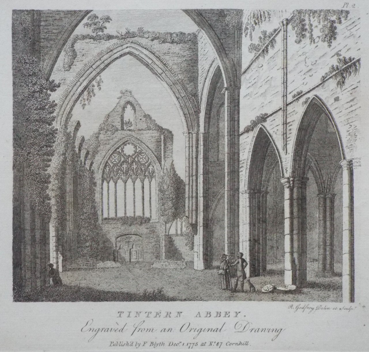 Print - Tintern Abbey, Engraved from an Original Drawing - Godfrey