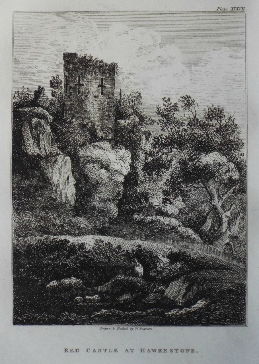 Etching - Red Castle at Hawkestone. - Pearson