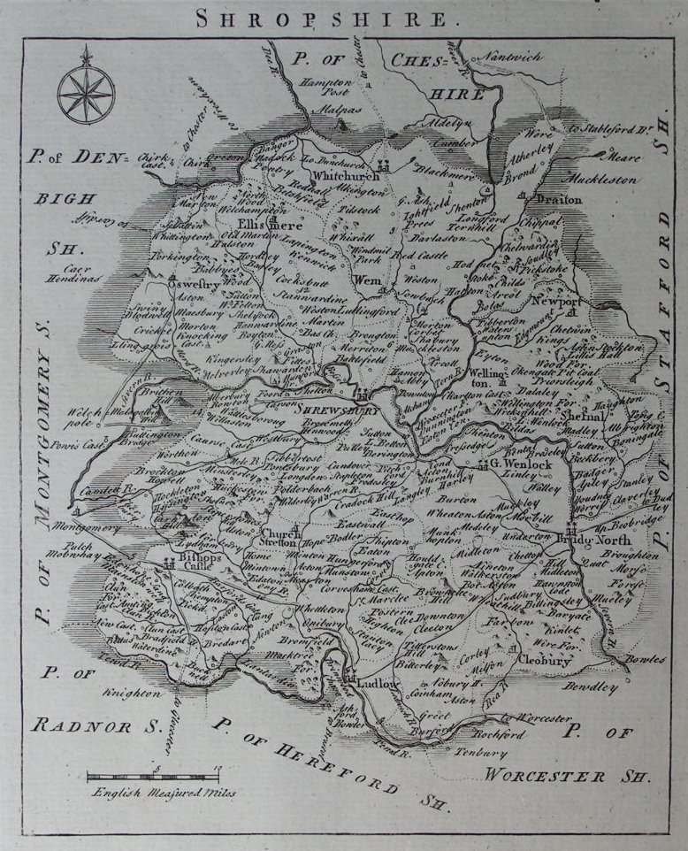Map of Shropshire - Rocque