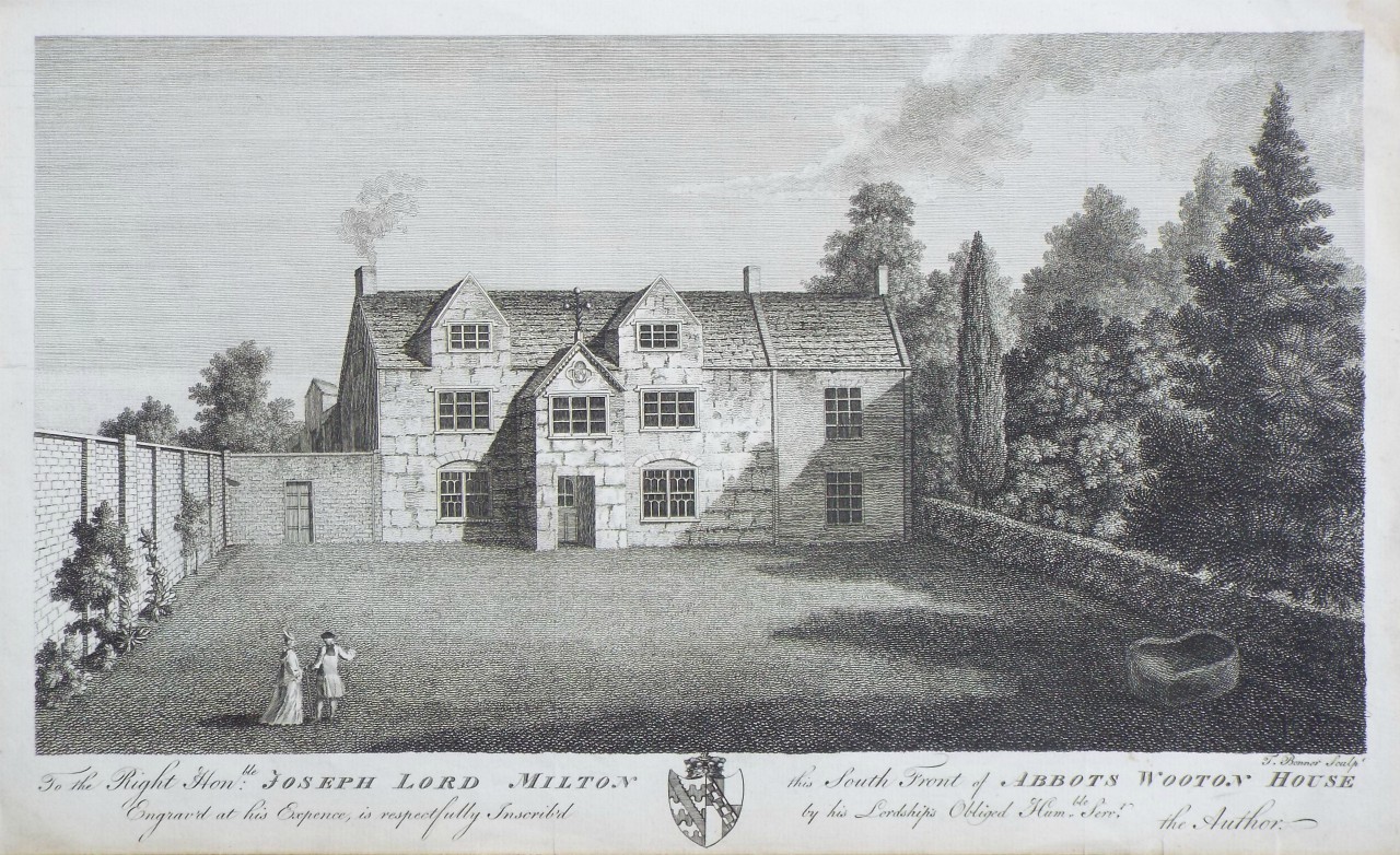 Print - To the Right Honble. Joseph Lord Milton this South Front of Abbots Wooton House Engraved at his Expense is respectfully inscribed by his Lordship's Obliged Humble Servt, the Author. - Bonner