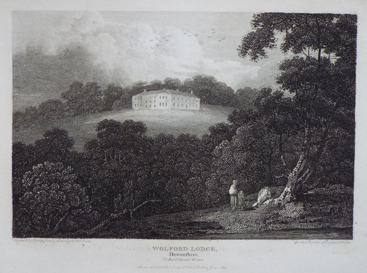 Print - Wolford Lodge, Devonshire. The Seat of General Simcoe. - Greig