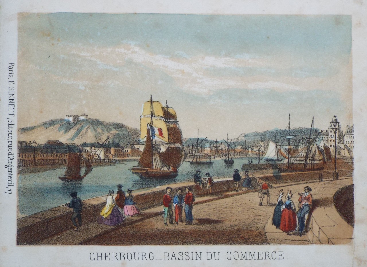 Lithograph - Cherbourg - Bassin du Commerce.
