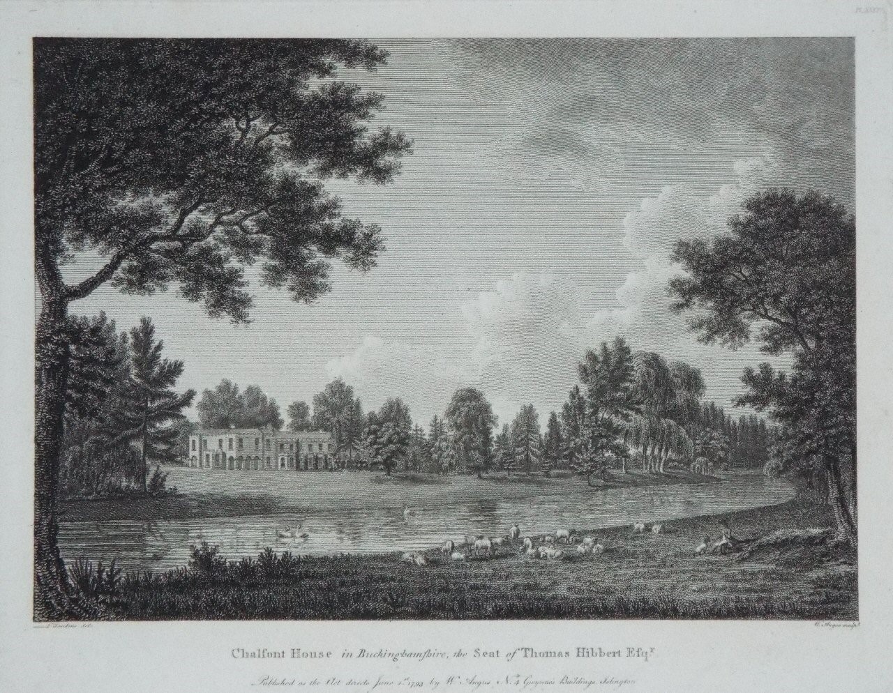 Print - Chalfont House in Buckinghamshire, the Seat of Thomas Hibbert Esqr. - Angus