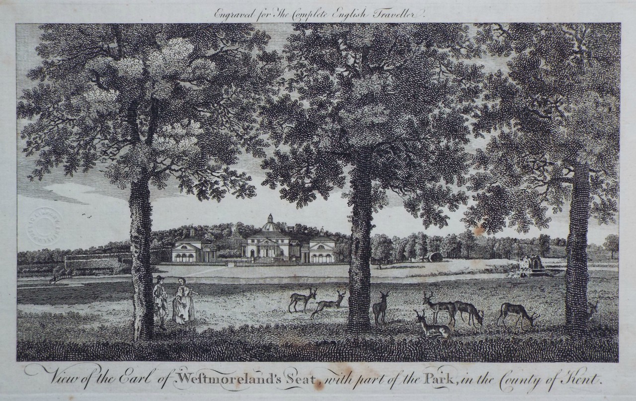 Print - View of the Earl of Westmoreland's Seat with part of the Park, in the County of Kent.