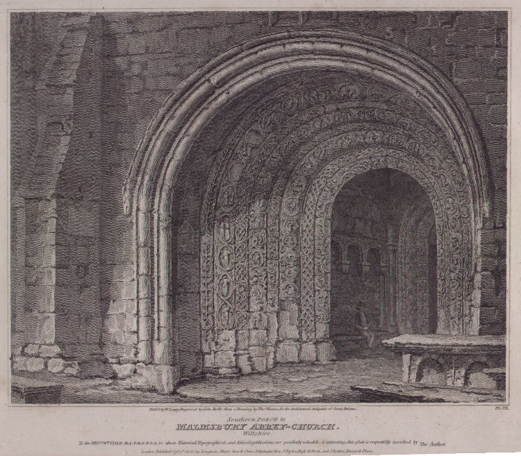 Print - Southern Porch to Malmsbury Abbey-Church, Wiltshire - Roffe