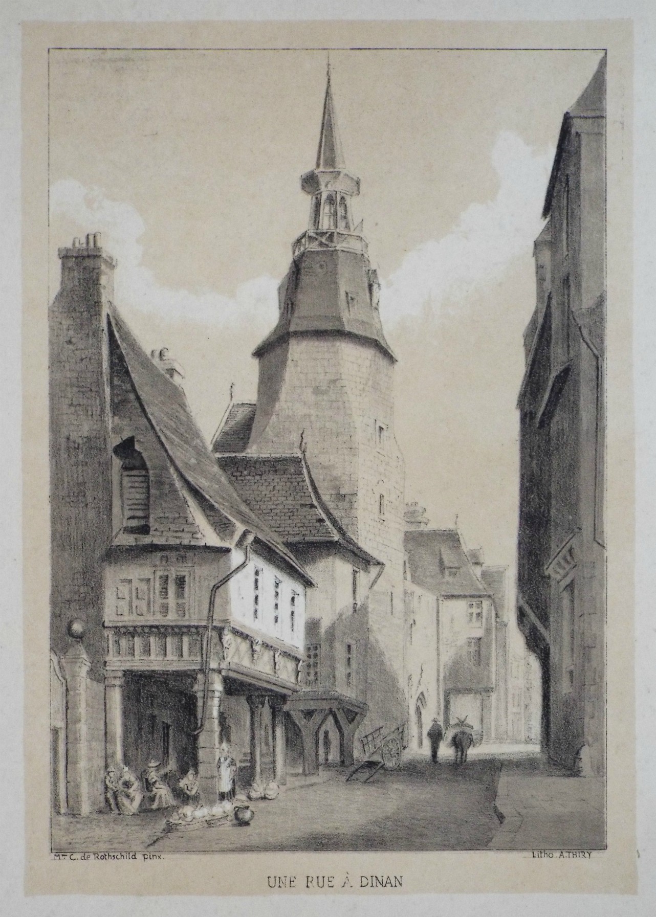Lithograph - Une Rue a Dinan - Thiry